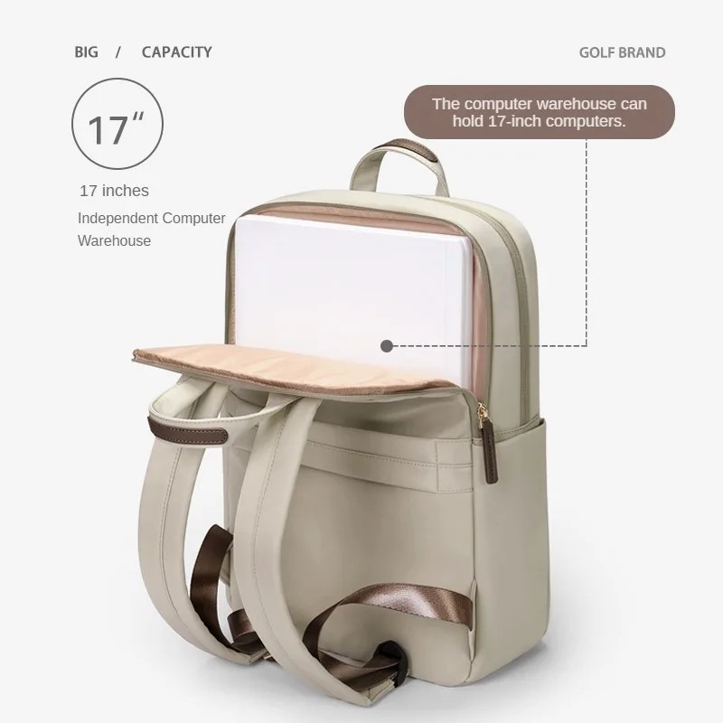 GOLF Laptop Backpack Slim Women Business Travel Backpack Nylon Waterproof Elegant Ladies Back Pack