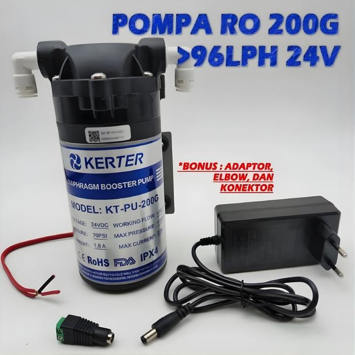 KERTER BOOSTER PUMP RO 200 GPD POMPA RO DC 24V POMPA DORONG 200 GPD DC 24V TERMURAH