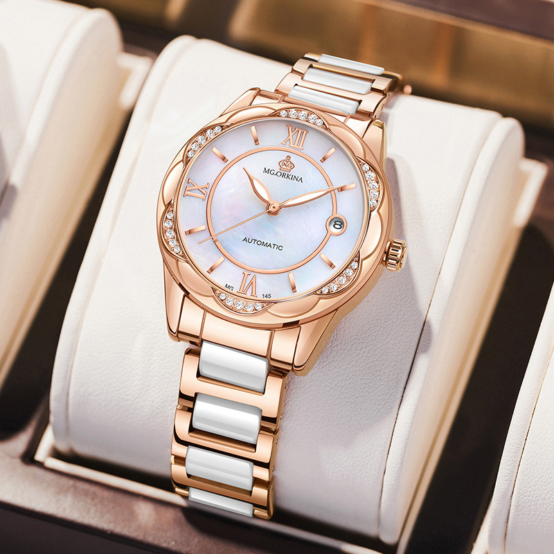 ORKINA New Women's Watch Top Luxury Brand Calendar Diamond Waterproof Automatic Mechanical Watch
