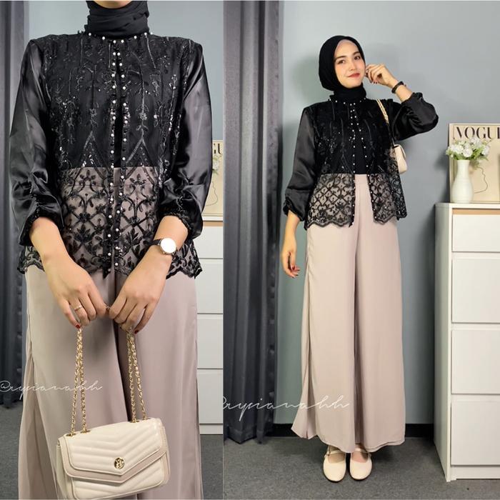Lily Outer Crop Brukat Organza / Outer Pendek Brokat Sapto / Baju Kondangan Wanita, Wisuda, Hari