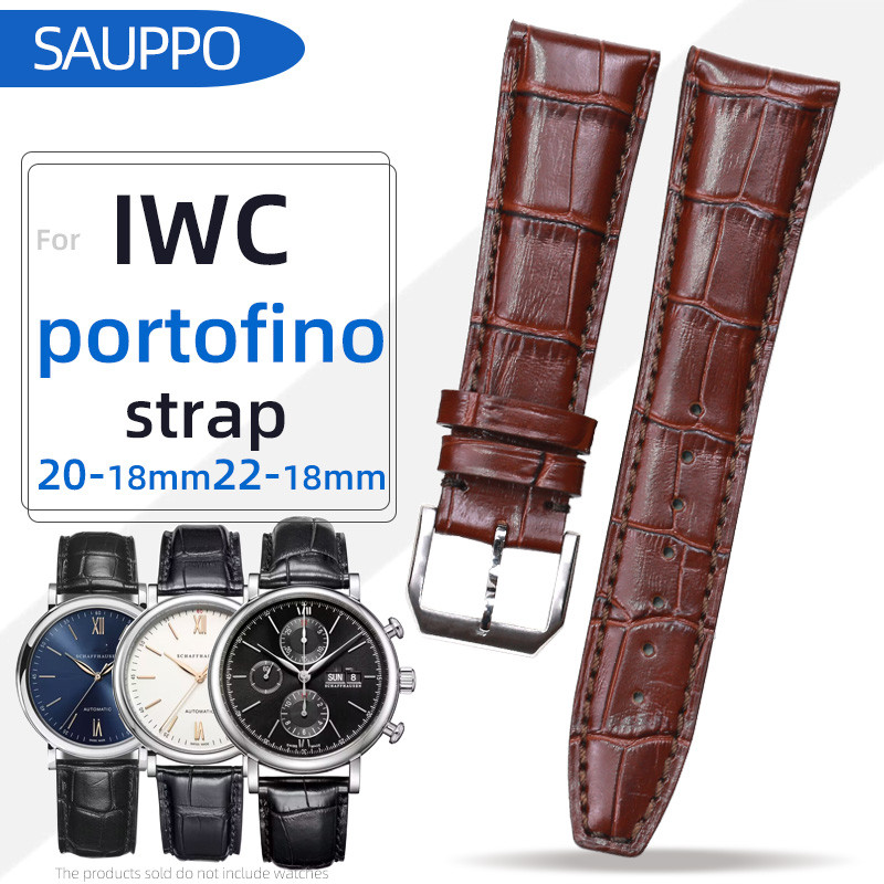 22mm 20mm Genuine Leather Alligator Texture Watch Band for IWC Portofino Men's Watch, Soft
