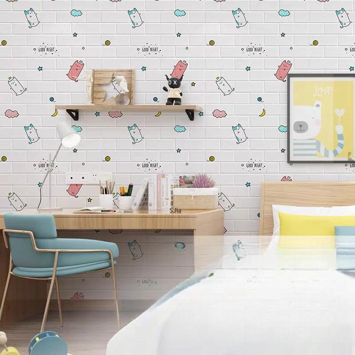 Wallpaper Stiker Dinding / Wallfoam 3D Emboss Dekorasi Kamar Anak Motif Kids High Quality