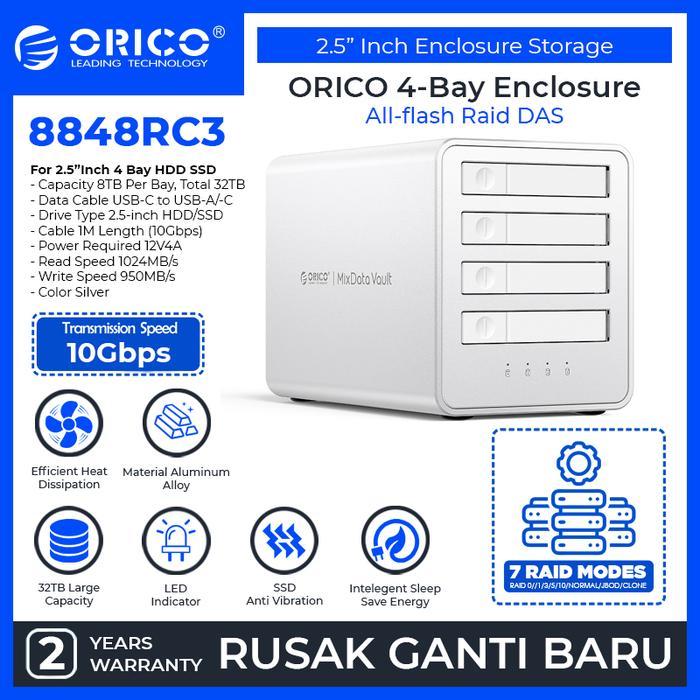 ORICO 4-Bay All-Flash RAID Enclosure for 2.5-inch HDD/SSD - 8848RC3