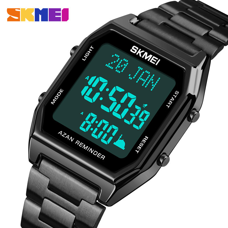 Muslim Azan Men's Watch Clock LED Electronic Chronograph Man Digital Watches Waterproof Male