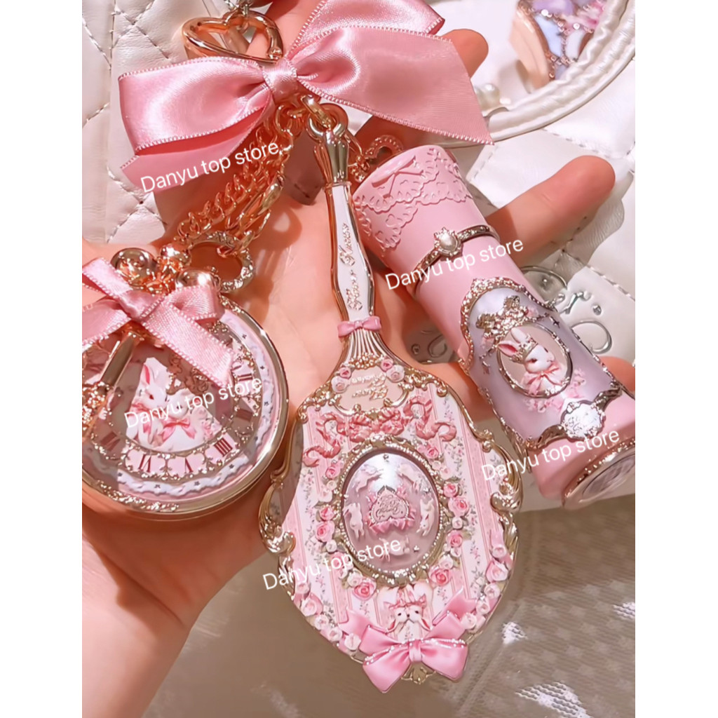 Flower Knows Bunny Garden Mini Mirror Handheld Mirror Pendant Moisturizing Lip Balm Makeup Kit