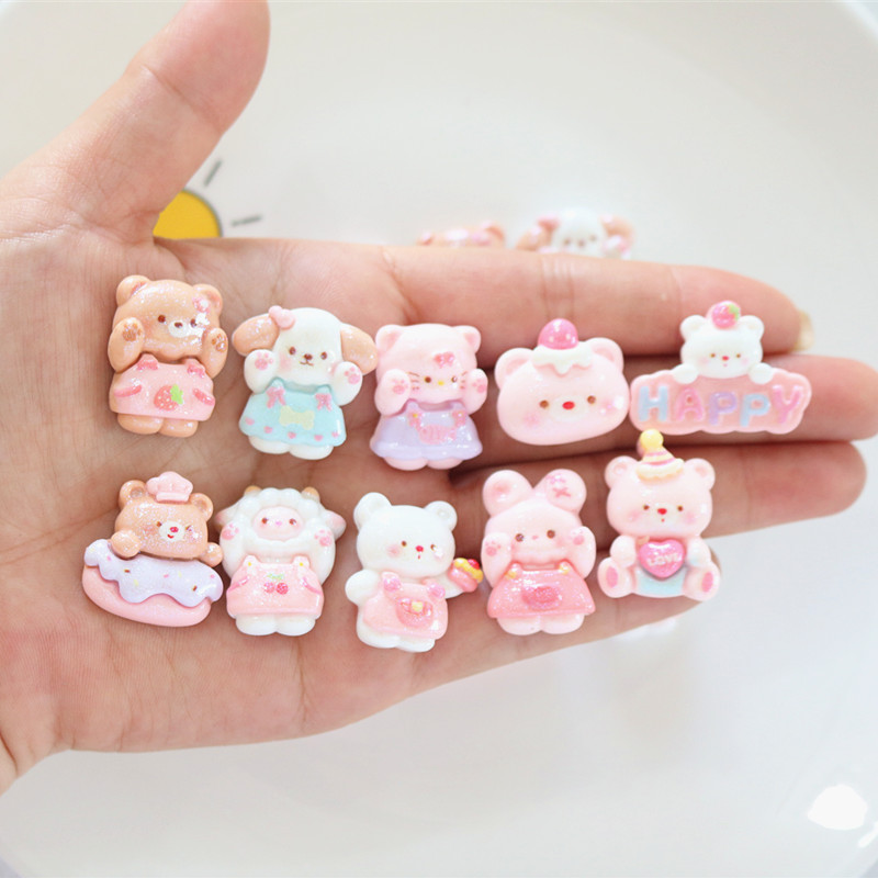 Wholesale Kawaii Flatback Resin Cartoon Bear Scrapbook Diy Jewellery Hairpin Accessories Decorate