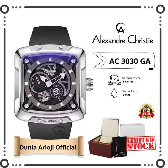 [dunia arloji pontianak] ac 3030 jam tangan petak mewah automatic, alexandre christie Pria Stainless