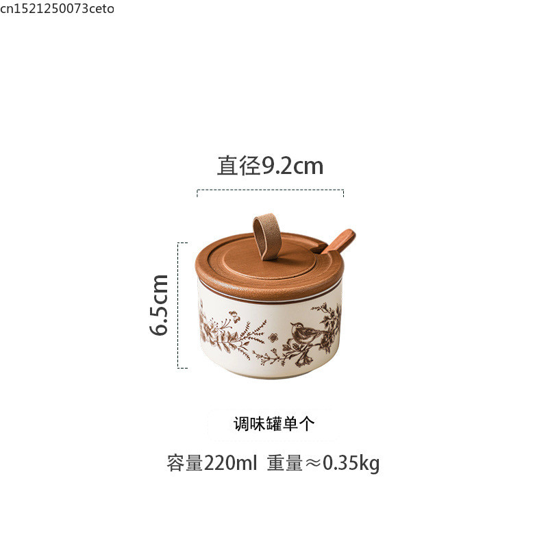 Ceramic spice jars French ceramic seasoning jar set Home Kitchen Pepper Salt Jar Chili Seasoning Box