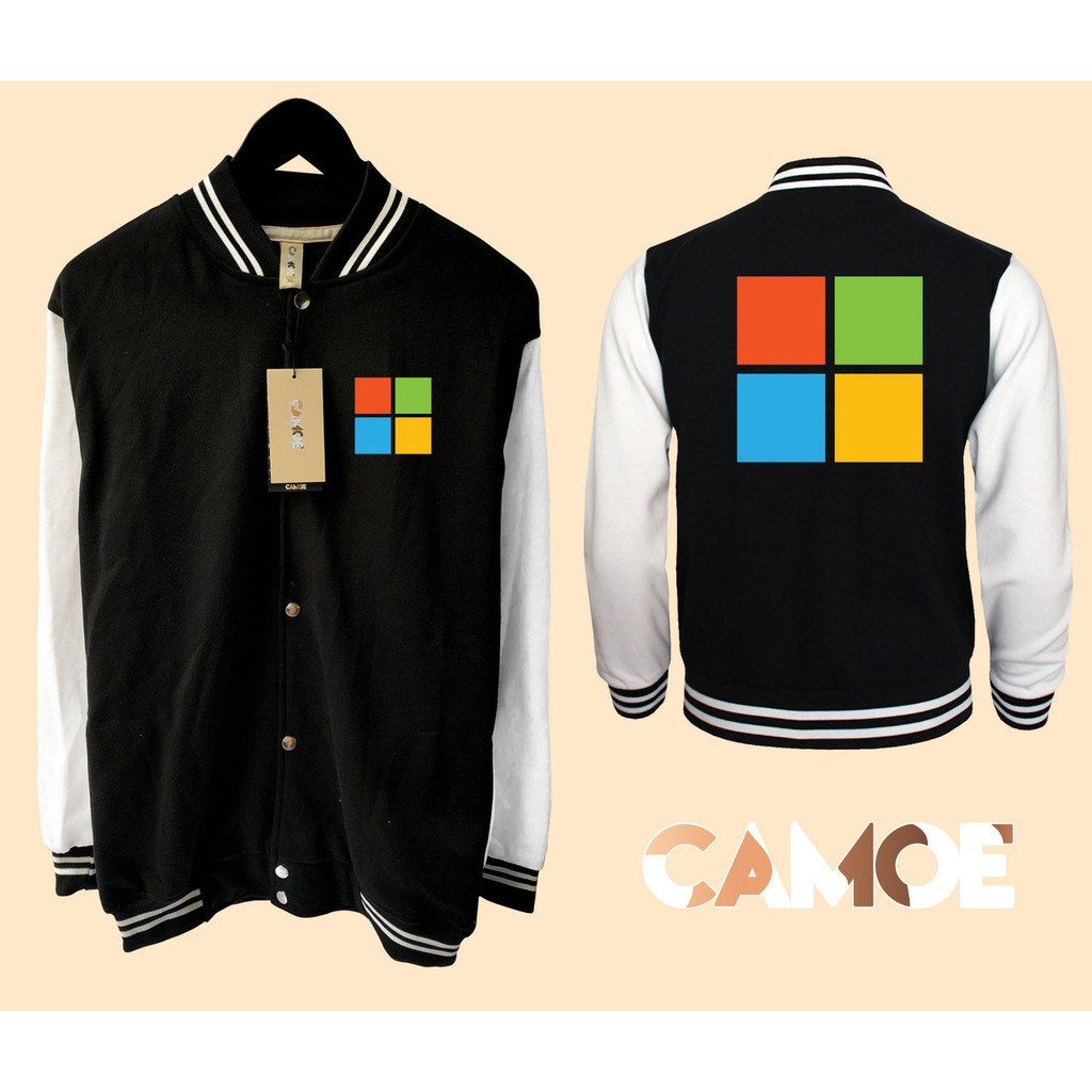 Jaket Baseball Varsity Microsoft logo