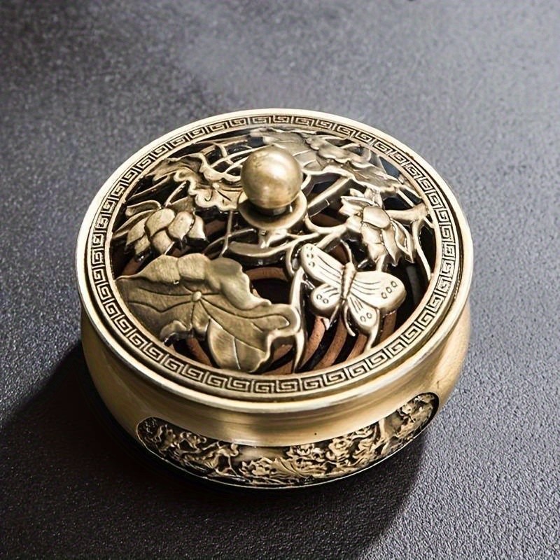 1 copper incense burner, antique alloy, Buddhist incense burner, family tea room incense burner,