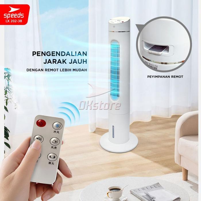 SPEEDS Tower Fan Air Cooler Lantai Listrik Kipas Elektrik Silent Tower Fan dengan 3 Mode Kecepatan