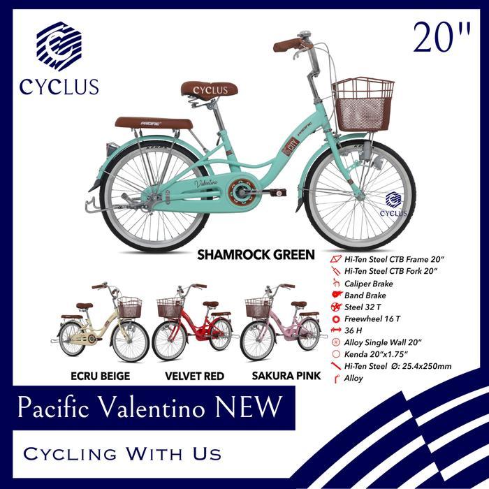 SEPEDA MINI CITY BIKE CTB PACIFIC VALENTINO 20 INCH KERANJANG WANITA MURAH