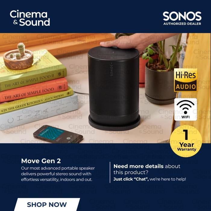 Sonos Move Gen 2 - Stereo Portable Smart Wireless Speaker