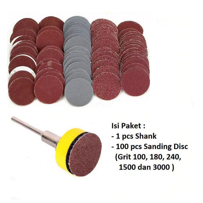 Mata Bor Polishing Kayu Besi Amplas Bulat Tempel Ampelas 1 inch 100pcs
