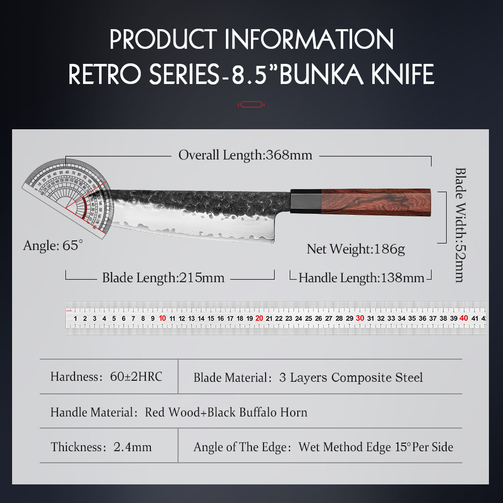 HEZHEN 8.3 Inch Chef Knife 3 Layers Clad Steel 10Cr15CoMov Composite Stainless Steel Kitchen tools