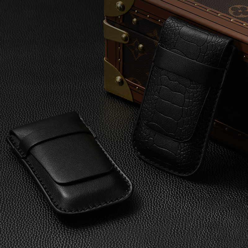 Premium Black Leather Watch Pouch Crocodile Texture Luxury Watch Protection Travel Watch Case Watch