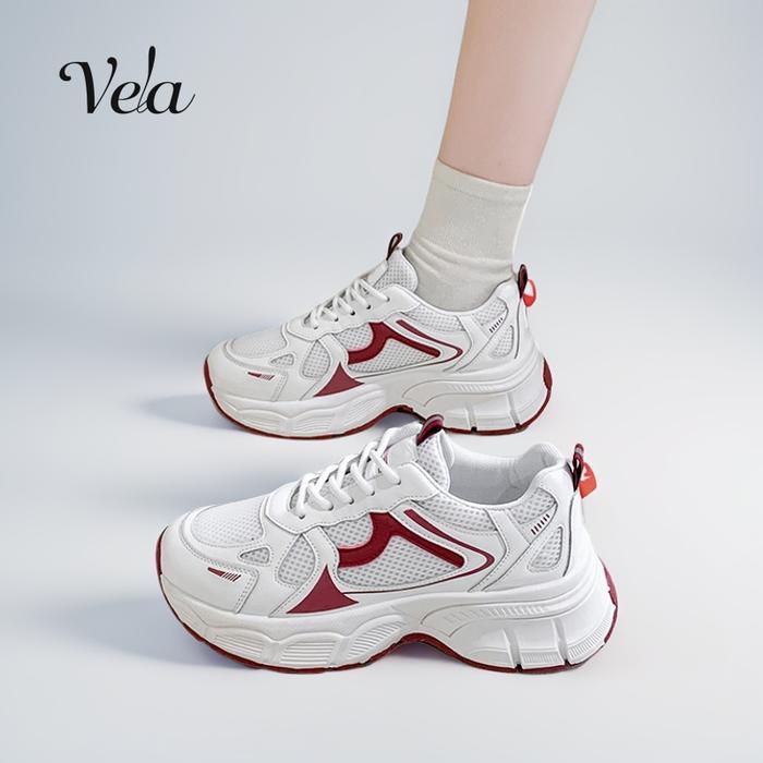 Promo Vela Sepatu Sneakers Wanita Putih Korea Style 2026 Impor Asli Sol Tebal Anti-Slip Nyaman