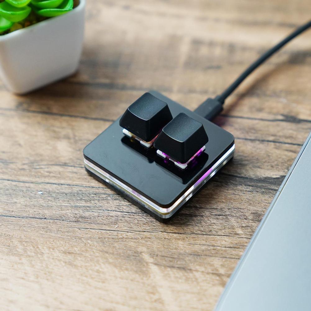 OSU 2 Keys Macro Programming Keyboard RGB Mini Custom Gaming Keyboard For Linux/ MacOS /Android