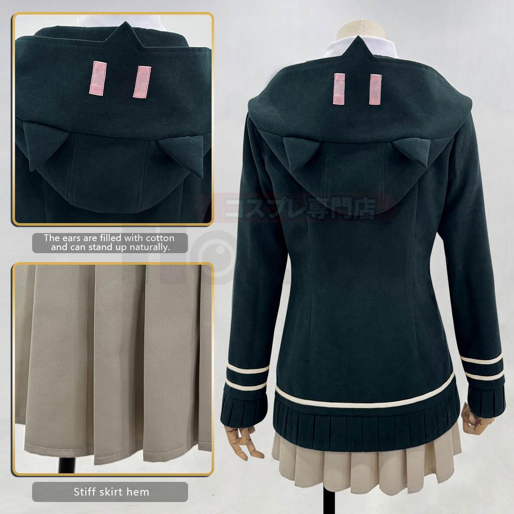 Holoun Danganronpa Game Trigger Happy Havoc Nanami Chiaki Cosplay Costume Coat Shirt Skirt Hair Clip