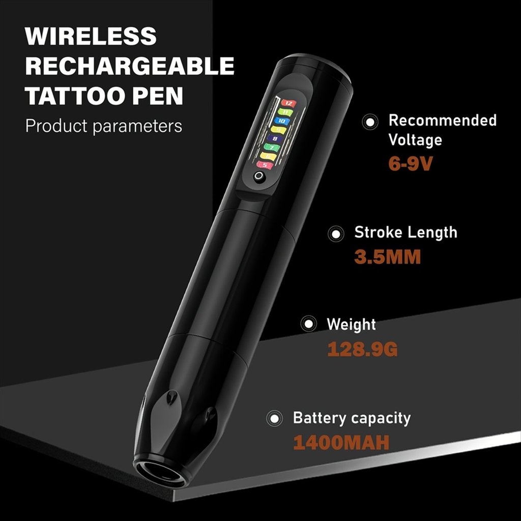 NEW Wireless Tattoo Machine, Rotary Tattoo Pen,Unibody Tattoo Pen Rainbow Button Tattoo Supply for
