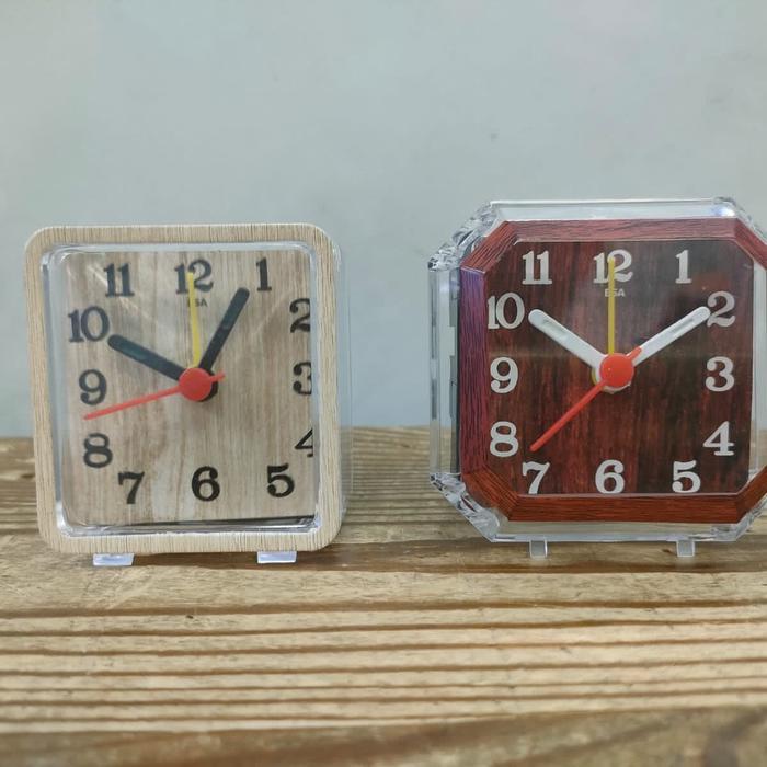 Jam Weker Kotak Mini/Jam Weker Segienam/Jam Meja Weker/Jam Transparan