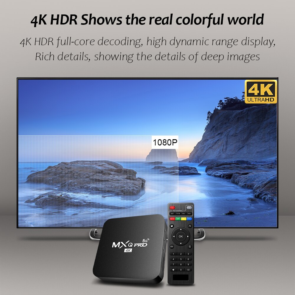 New Smart TV Box MXQ-PRO 4K HD Android 10.0 Smart TV Box 2.4/5G Dual-WIFI 3D Video Media Player Home