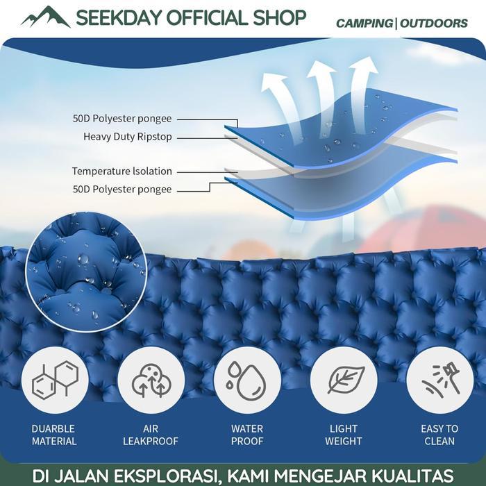 Seekady Kasur Angin Portable Kasur Tiup Camping Kasur Tidur Angin Sleeping Pad Pemasangan Tiup