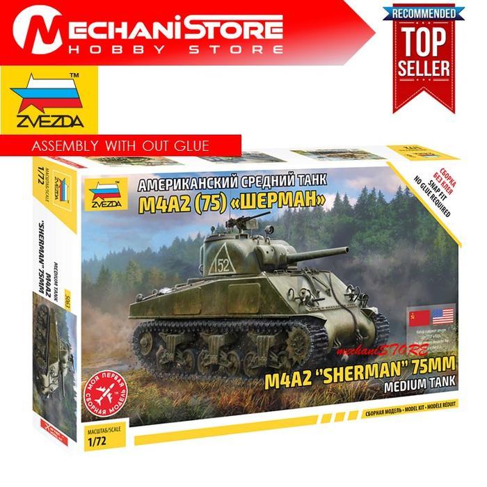 Premium ZVEZDA 1/72 M4A2 "SHERMAN" 75MM Medium Tank