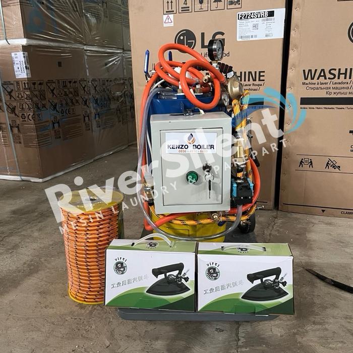 Setrika uap boiler kenzo full otomatis 2 setrika mesin laundry