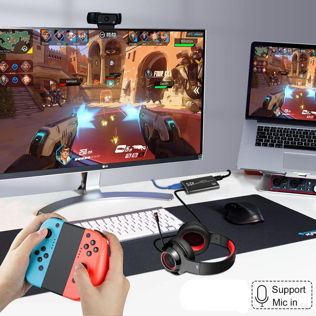 MyGica USB C Video Capture Device Card, Dual HDMI to USB 3.0 Analog HD 4K HD60S,Live Stream Game