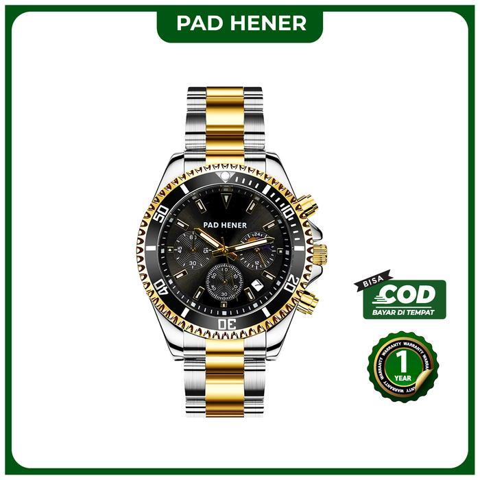 PAD HENER VALOR Jam Tangan Stainless Pria Original Mineral Sapphire Tanggal Chrono + Box Exclusive