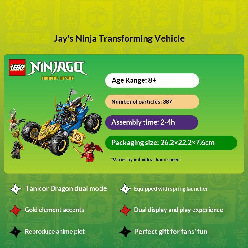 LEGO Building Blocks Phantom Ninja 71856 Jie's Transfiguration Tank Boy Children's Toy Birthday Gift