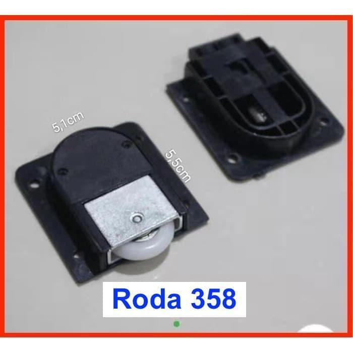 Roda Pintu Lemari Geser - Sliding Plastik Hitam Pasangan Rel U M .