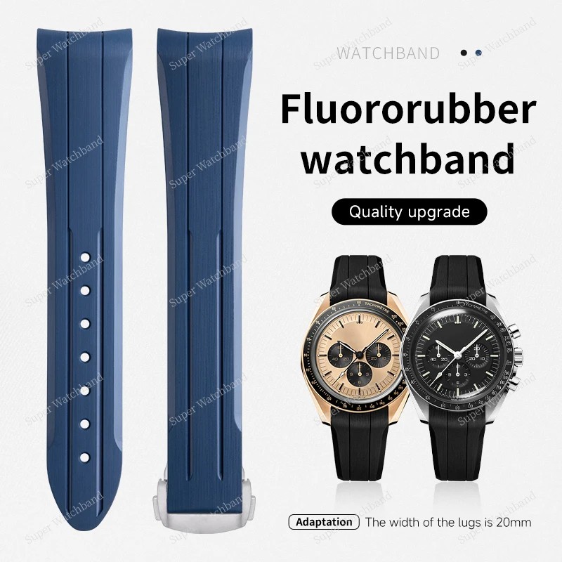 New Fluoroelastomer FKM Rubber Wristband 20mm Watchband For Omega Strap Speedmaster Professional