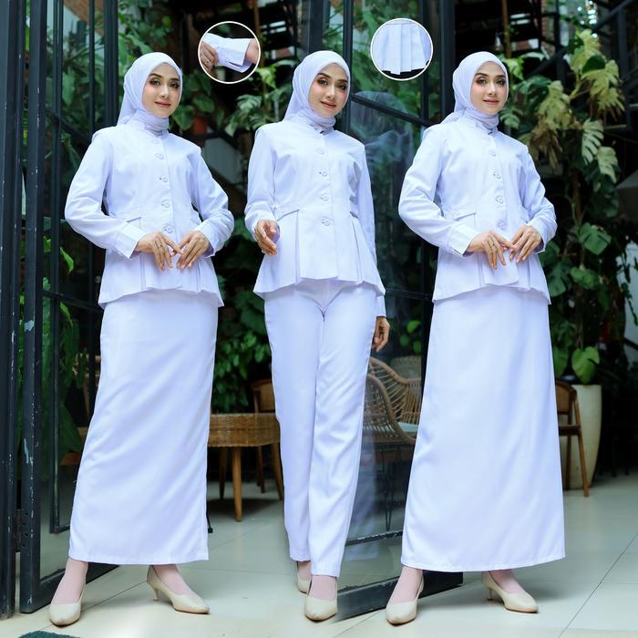 seragam kerja dinas putih-putih perawat shanghai susun wanita setelan rok span/rok.a/celana panjang