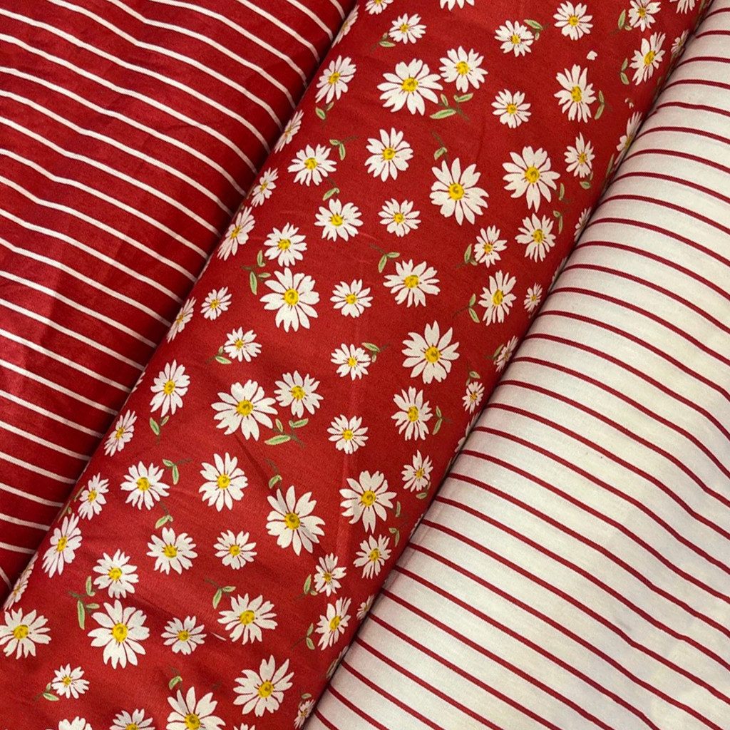 Kain Katun Jepang Motif Daisy Original Premium – Motif Bunga Daisy Klasik Meteran 1 Meter