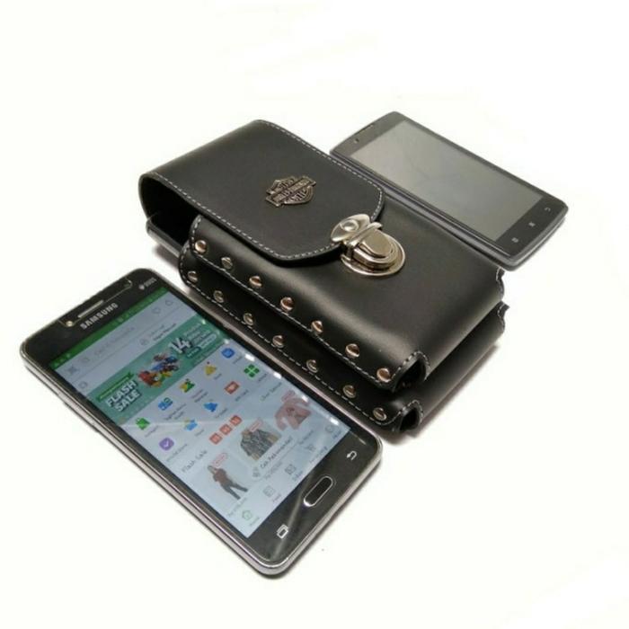 SARUNG Handphone 7 INCI DOMPET HP PRIA 2 SLOT SABUK KOPEL SINTETIS