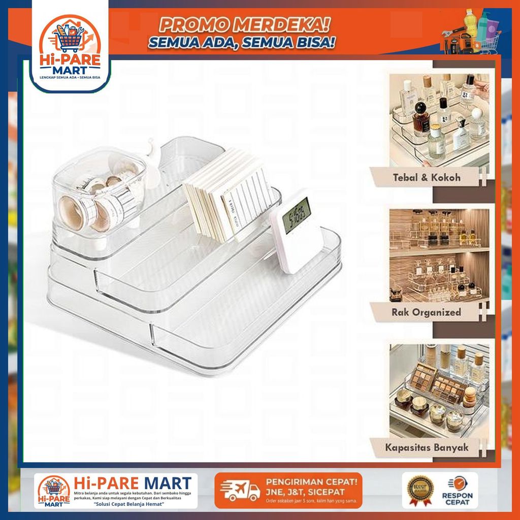 RAK AKRILIK 3 TINGKAT ORGANIZER SUSUN MAKE UP SKINCARE PARFUM KUTEK NAIL ART ACTION FIGURE SERBAGUNA