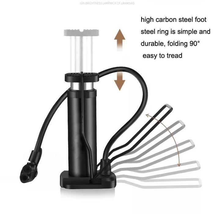 Krisbow - Pompa Injak Ban Sepeda Motor Dual Head Valve Mini Foot Pump Portable