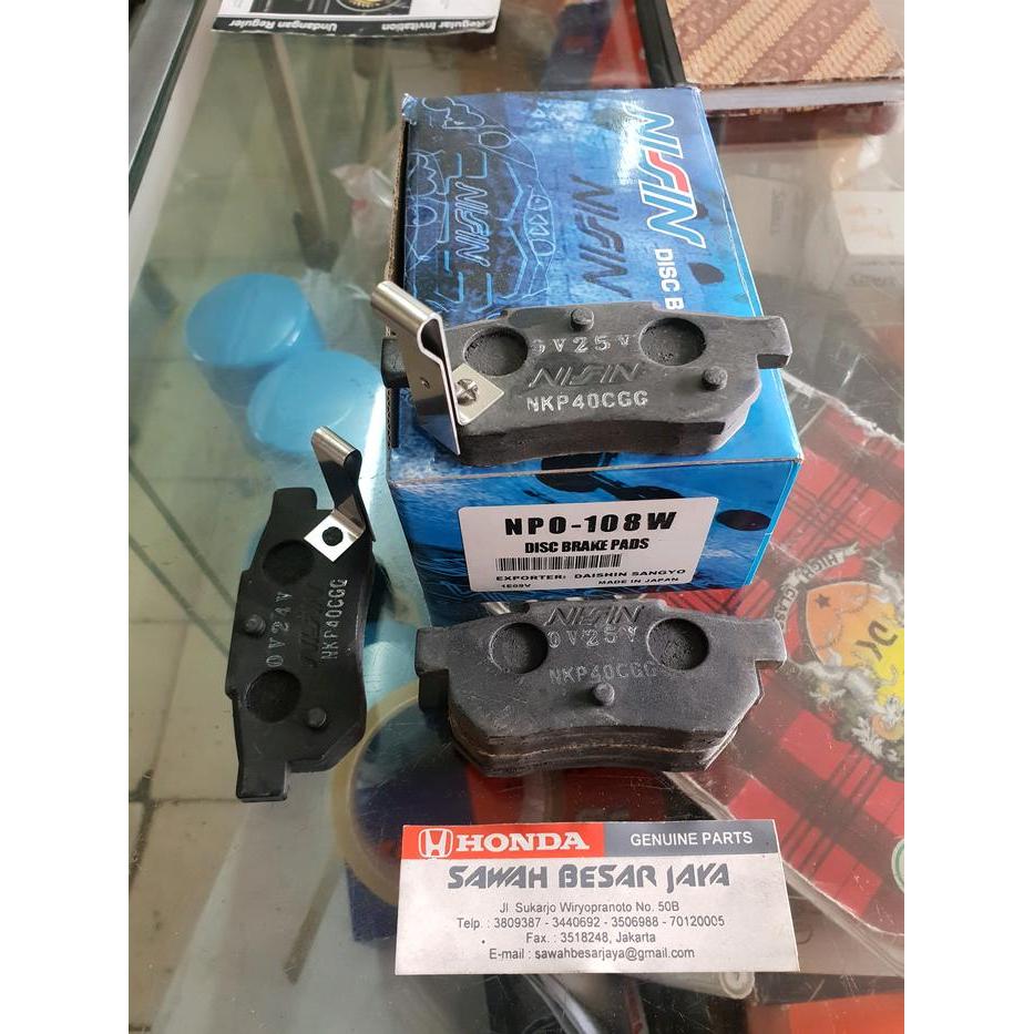 BRAKE PAD KAMPAS KANVAS REM CAKRAM BELAKANG HONDA JAZZ GD3 S RS GE8 CITY IDSI VTEC 2003 2004 2005