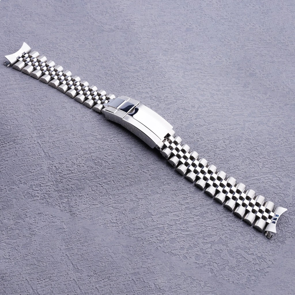 19mm Sliver Hollow Curved End Solid Screw Links Watch Band Jubilee strap For Seiko 5 SNXS73K1 SNXS75