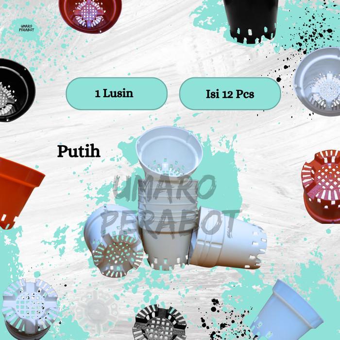 Grosir 1 Lusin Pot Anggrek Ukuran 20 / Pot Tanaman / Pot Bunga / Pot Plastik / Umaro Perabot