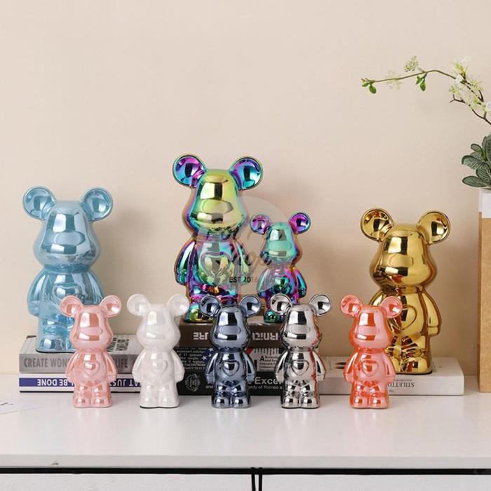 Pajangan Patung Beruang Ornamen Dekorasi Hiasan Rumah Keramik Kaws Dekorasi Hologram Bear Patung