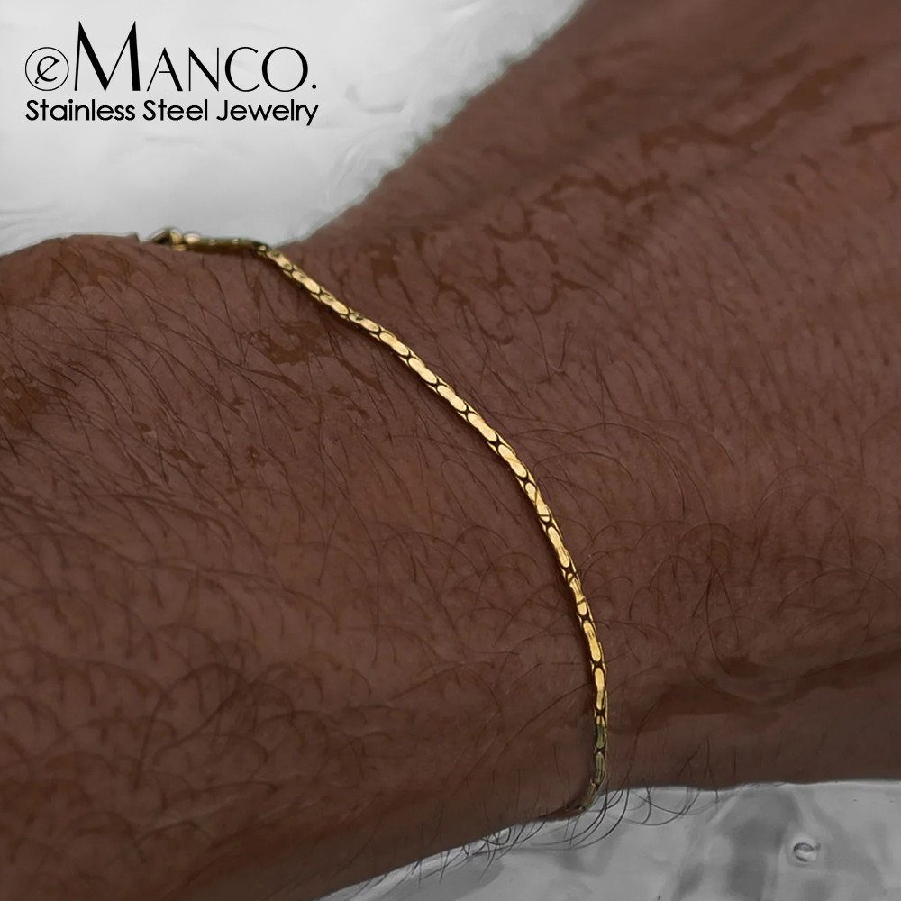 Gelang Rantai Pria Fashion Terbaru Emas Putih Tidak Luntur Perhiasan Pria Modern