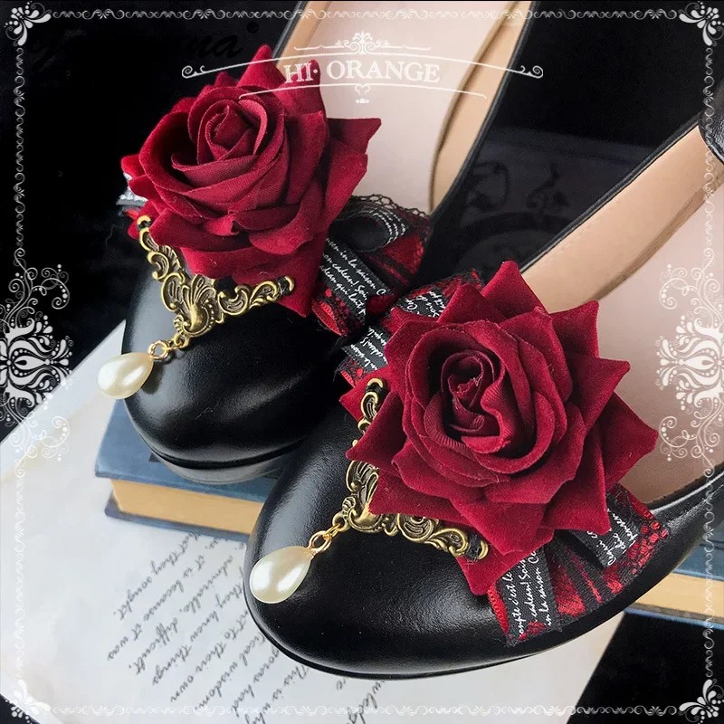 Vintage Rose Flower Pair of Shoe Clip Retro Ladies Lolita Detachable Bow Shoe Ornament Fashion Shoe