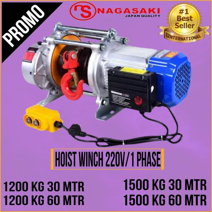 electric hoist winch 1200 kg 30 meter nagasaki japan