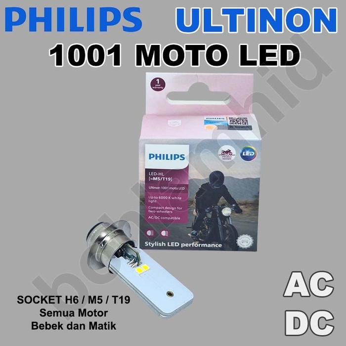 Led Motor Revo Absolute Philips Ultinon 1001 Moto Led 6000K Ac Dc Socket H6 M5 T19 Bohlam Lampu
