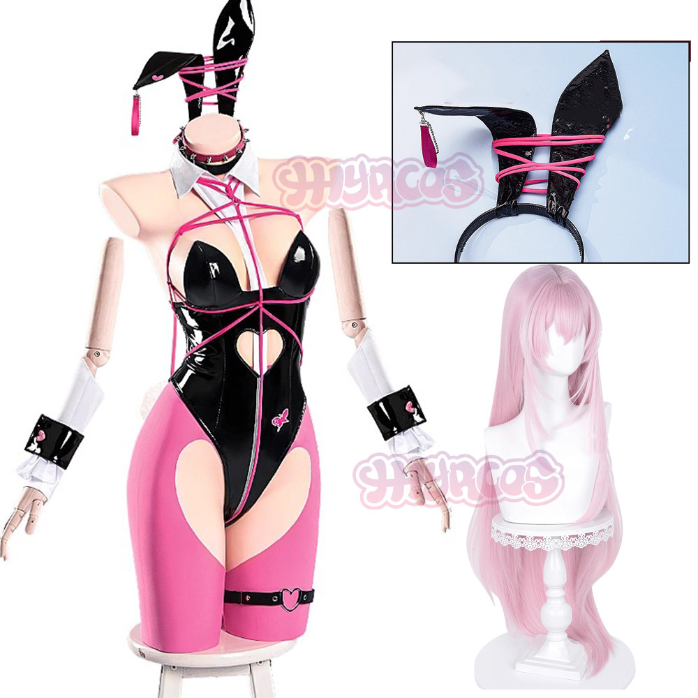 Nikke:The Goddess Of Victory Velvet Cosplay Costume Wig Sexy Bunny Girl Jumpsuit Halloween Carnival