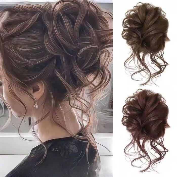 Ikat Rambut Sanggul Korea / Ikat Rambut Palsu Cepol Keriting Bun Wanita Korea / Rambut Palsu sanggul