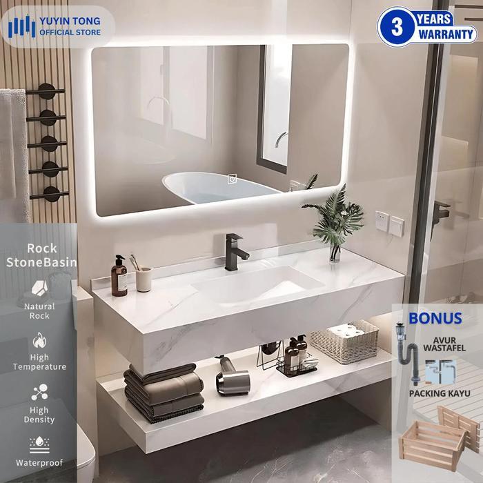 cabinet wastafel kabinet kamar mandi wastafel cabinet Set Rock Beam Stone Kabinet Wastafel Kamar